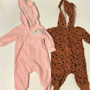 Pink and Brown Kids One Pieces fleece